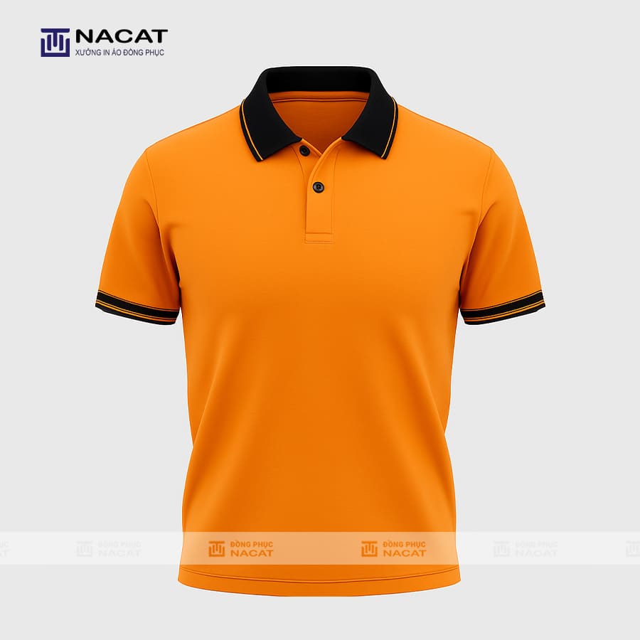 Áo phông thun đồng phục Minimal Polo: Màu vàng mía cổ dệt màu đen phối vàng mía 05 Áo polo MP001 - Đồng Phục Nacat