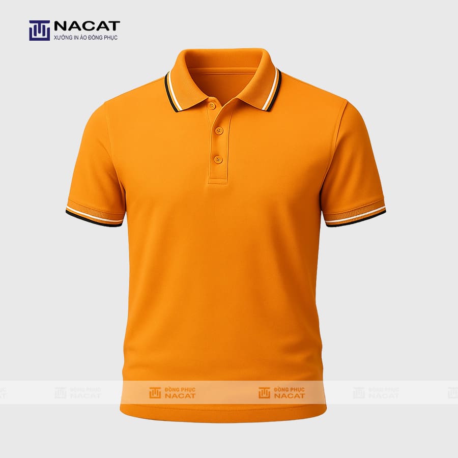 Áo phông thun đồng phục Minimal Polo: Màu vàng mía phối trắng, đen 03 Đồng Phục Minimal Polo Áo polo MP011- Đồng phục Nacat