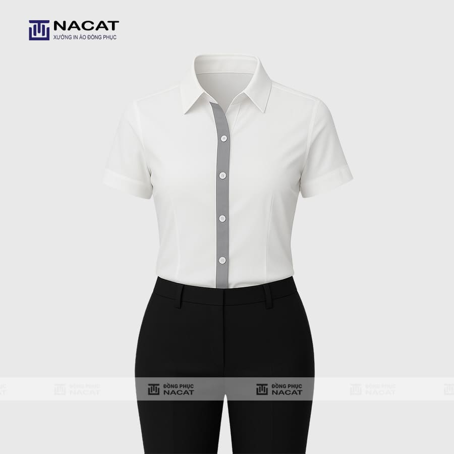 Đồng phục áo sơ mi phối viền Áo sơ mi -ES005 - Đồng Phục Nacat
