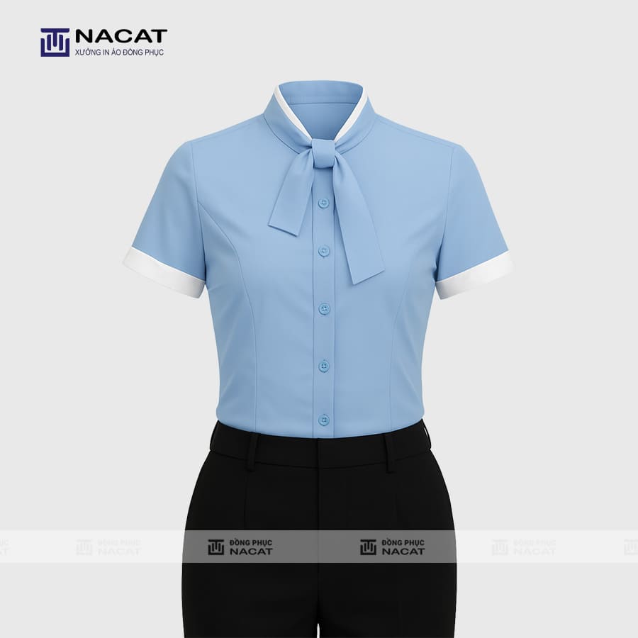 Đồng phục áo sơ mi phối viền Áo sơ mi -ES006 - Đồng Phục Nacat